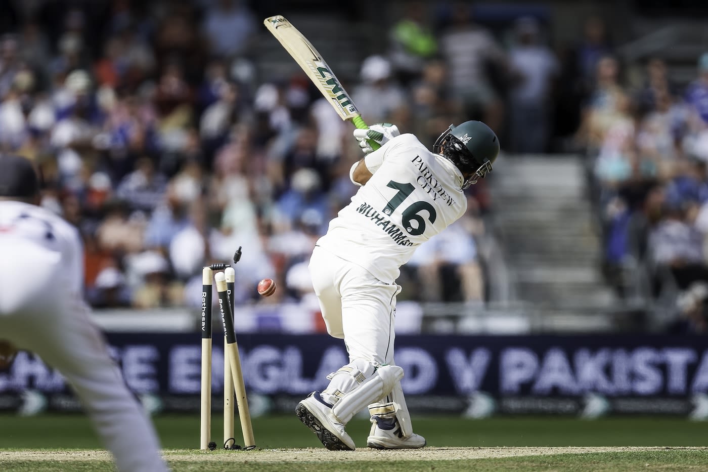 Mohammad Rizwan misses with a swipe and is bowled