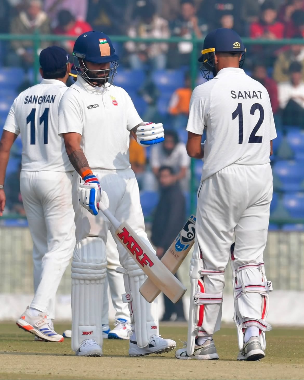 Sanat Sangwan shares a partnership with Virat Kohli in the Ranji Trophy