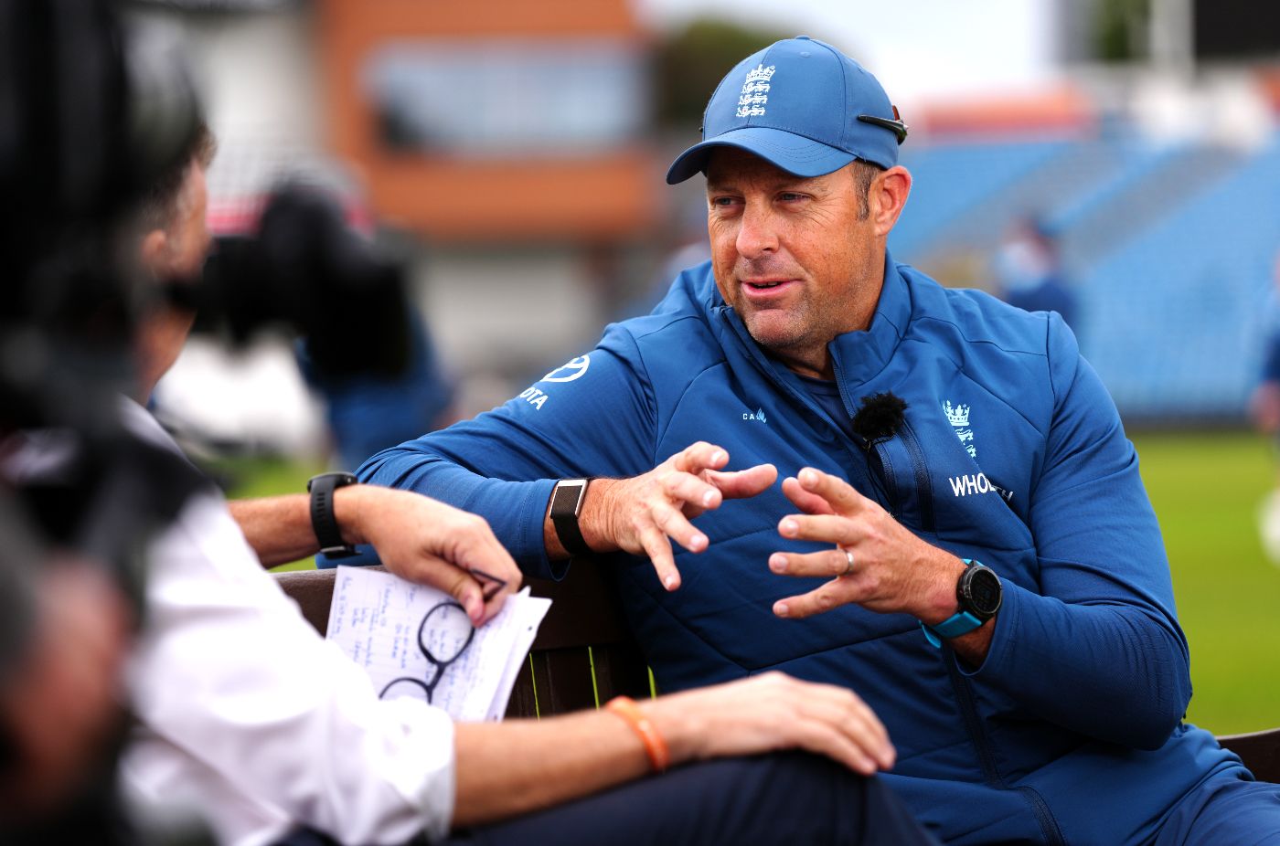 Marcus Trescothick talks to the media ahead of the first Test
