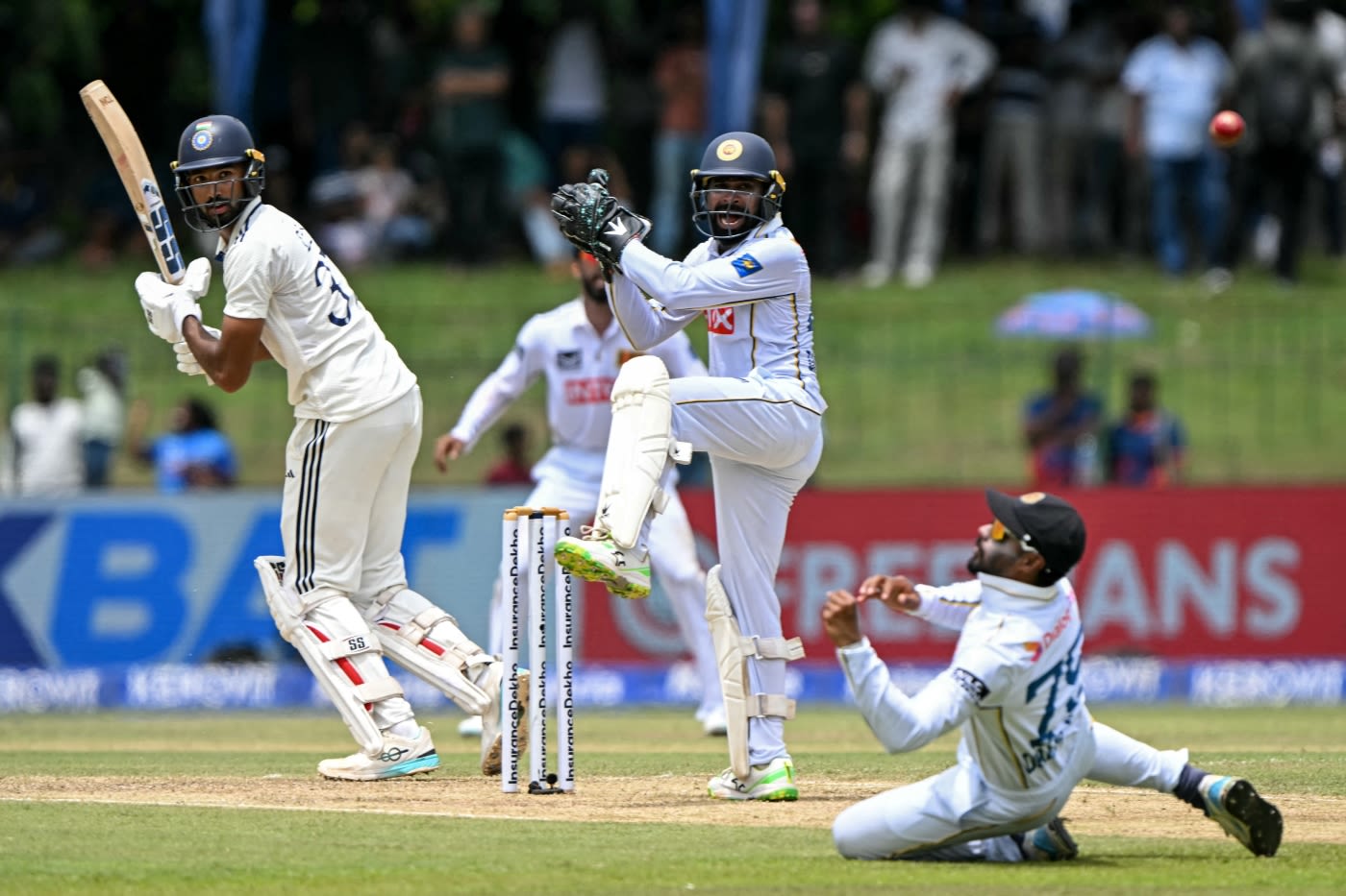 Dhananjaya de Silva put down Devdutt Padikkal off Keshara Nuwantha's bowling