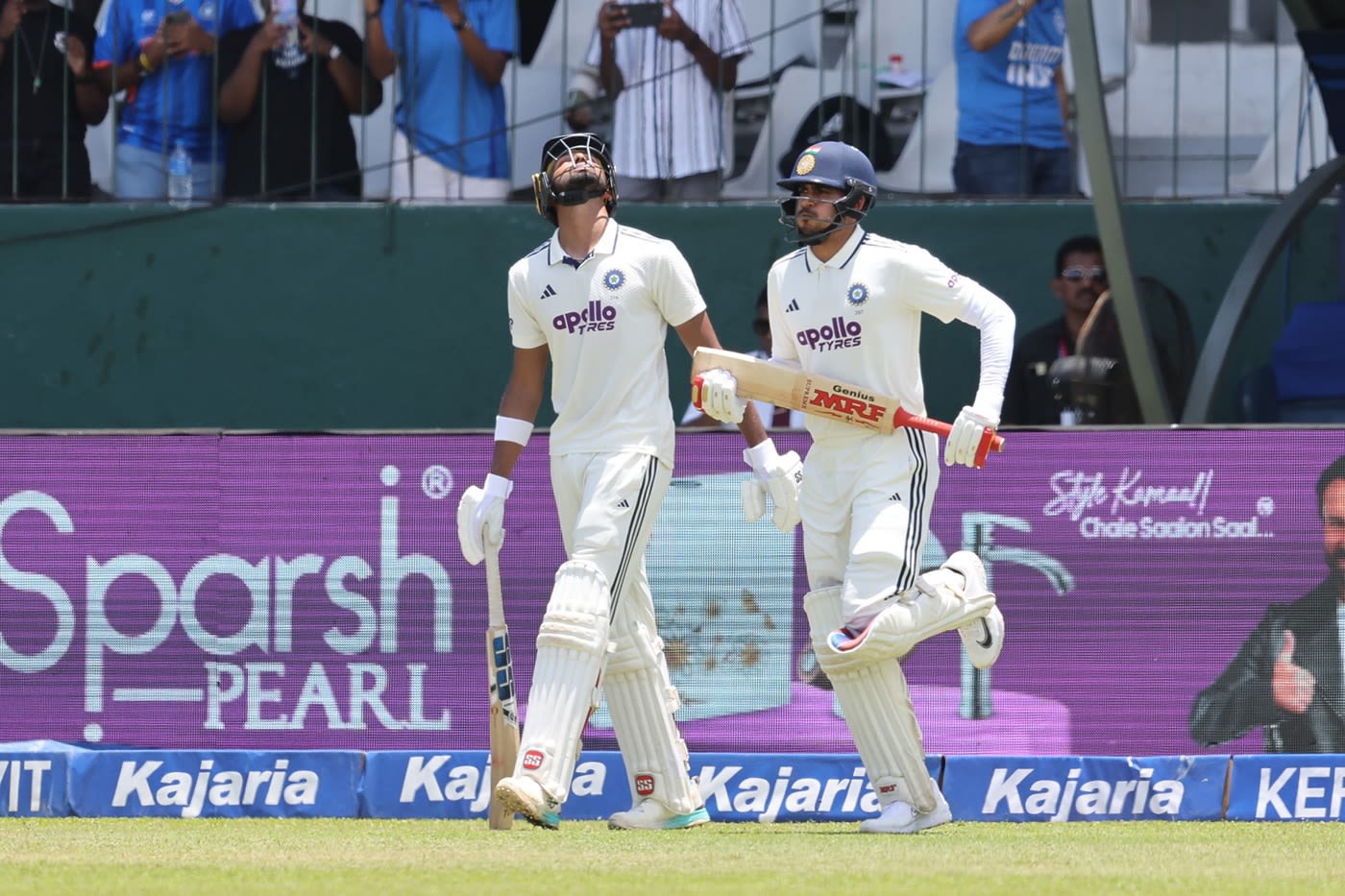 Devdutt Padikkal and Shubman Gill walk out after lunch
