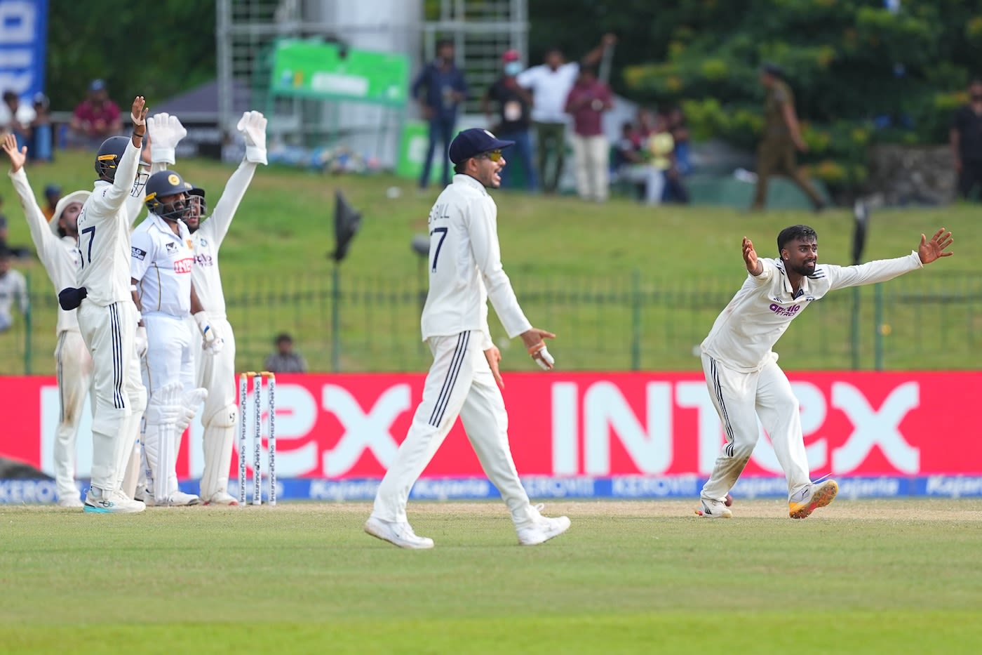 Manav Suthar was confident he had Lahiru Kumara lbw