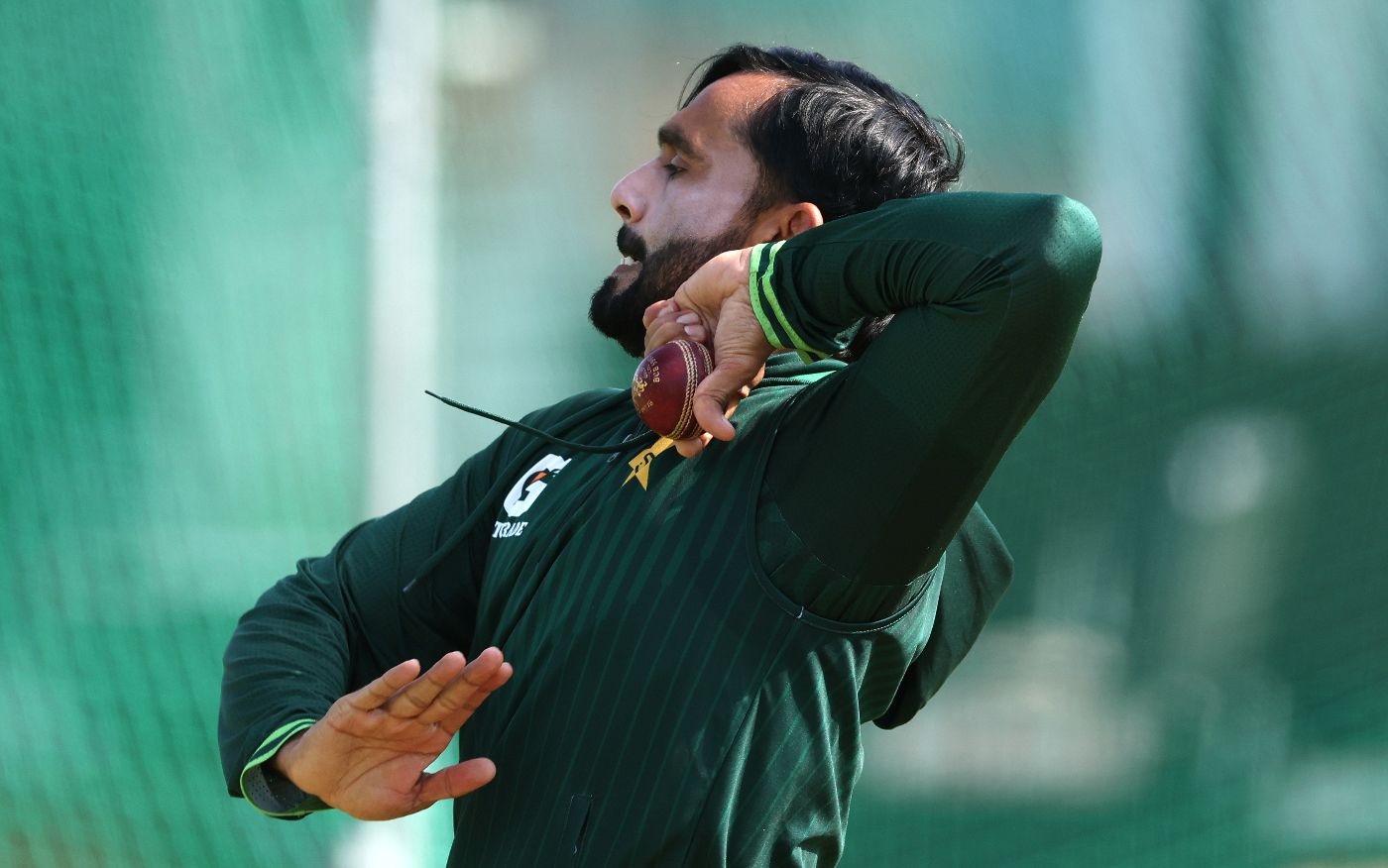 Ali Usman bowls in the nets at Lord's ahead of the second Test