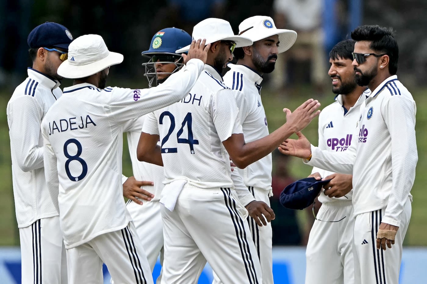 Saransh Jain sent back Lahiru Kumara for his first Test wicket
