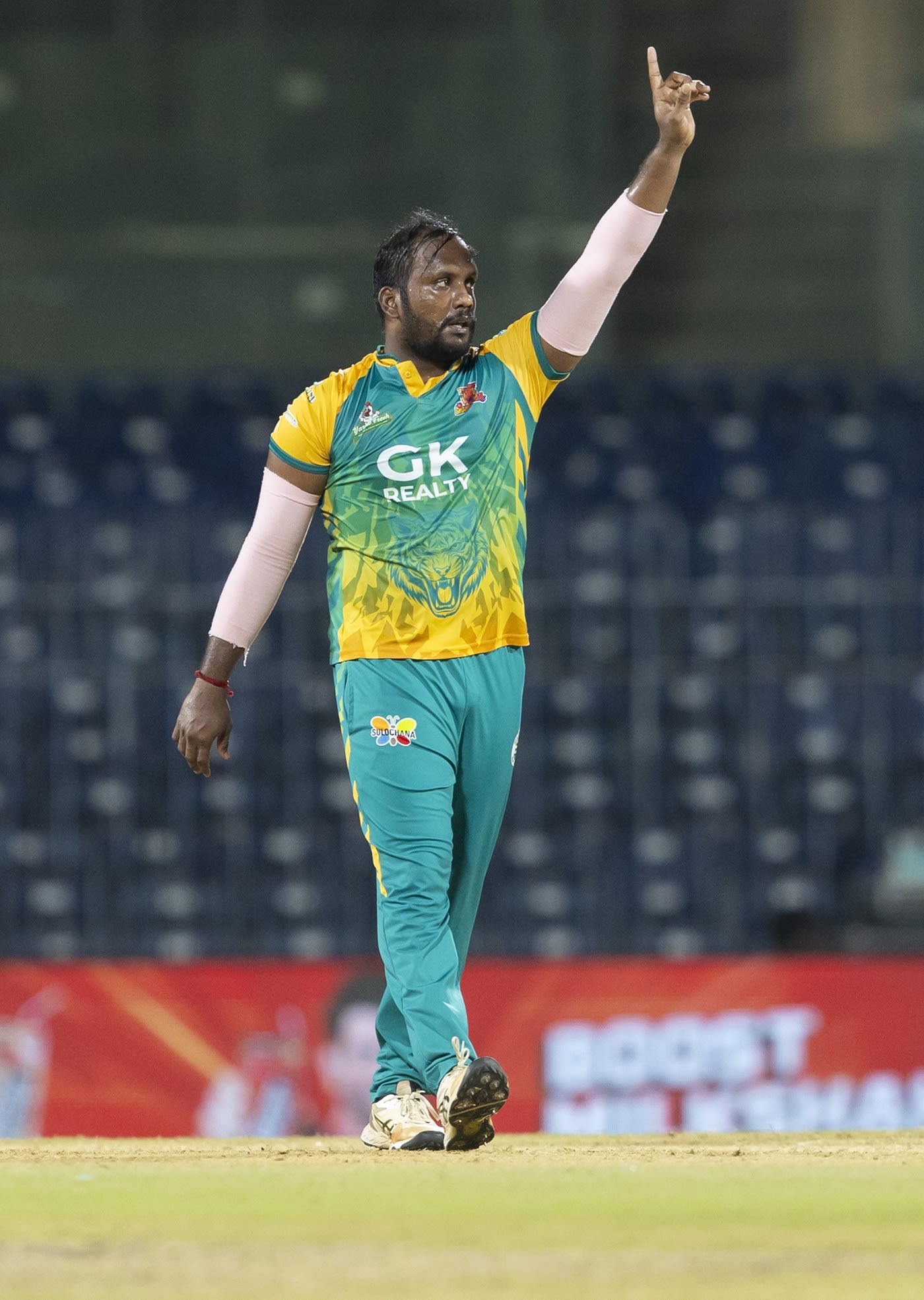 R Rajkumar celebrates a wicket