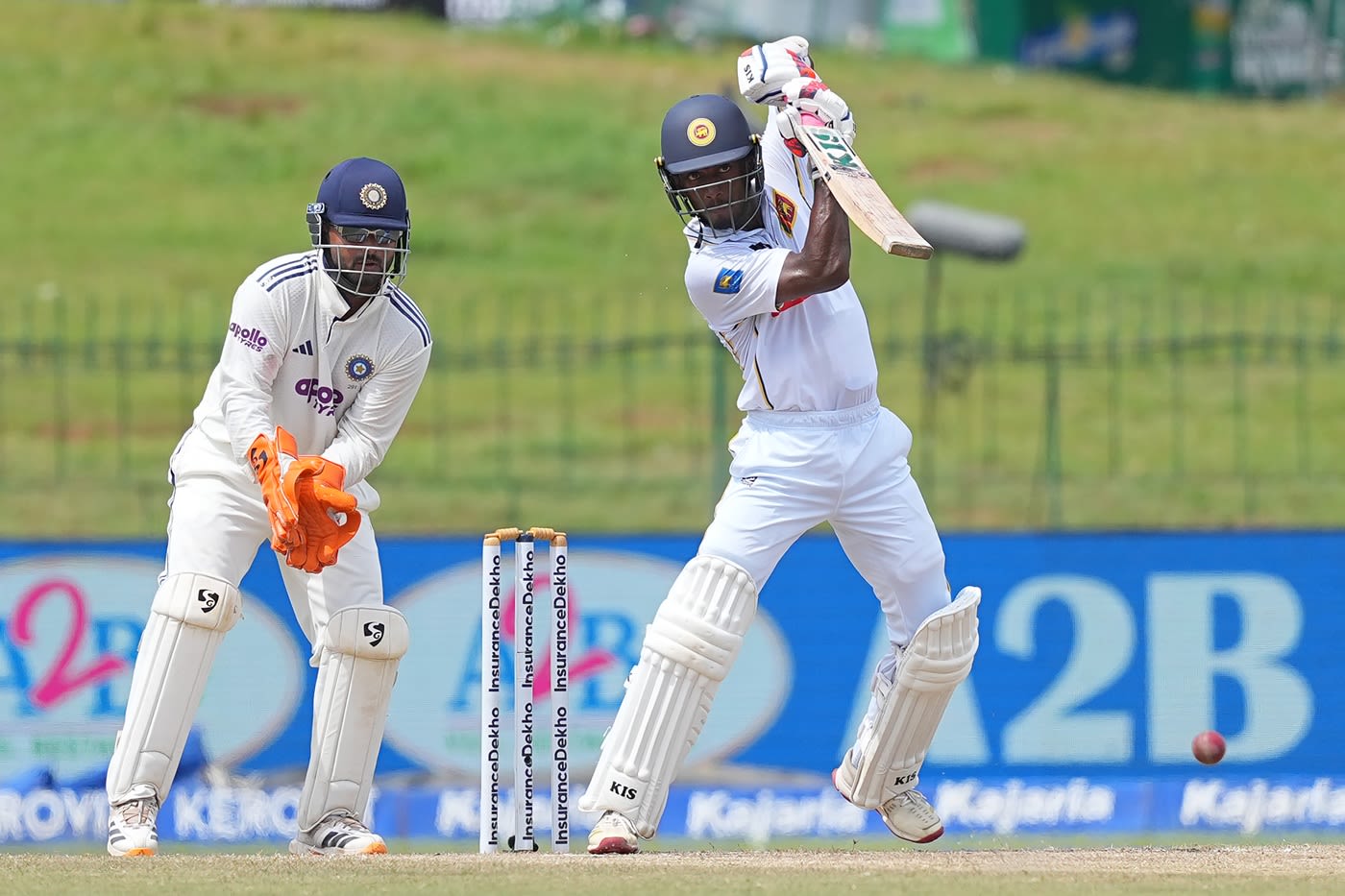 Keshara Nuwantha punches one off the back foot