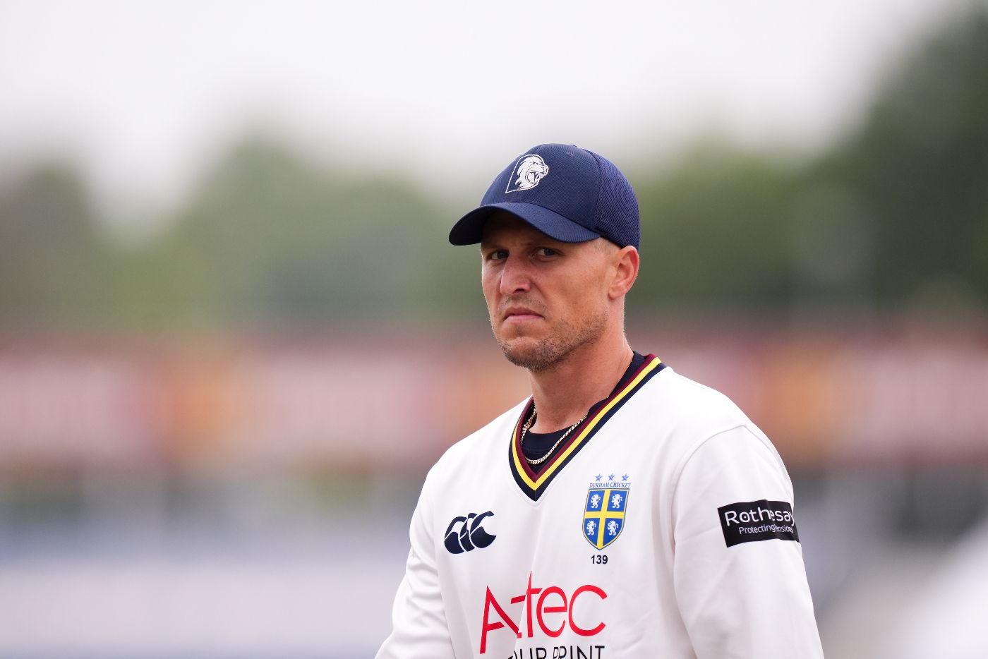 Brydon Carse looks pensive ahead of Durham's match against Gloucestershire