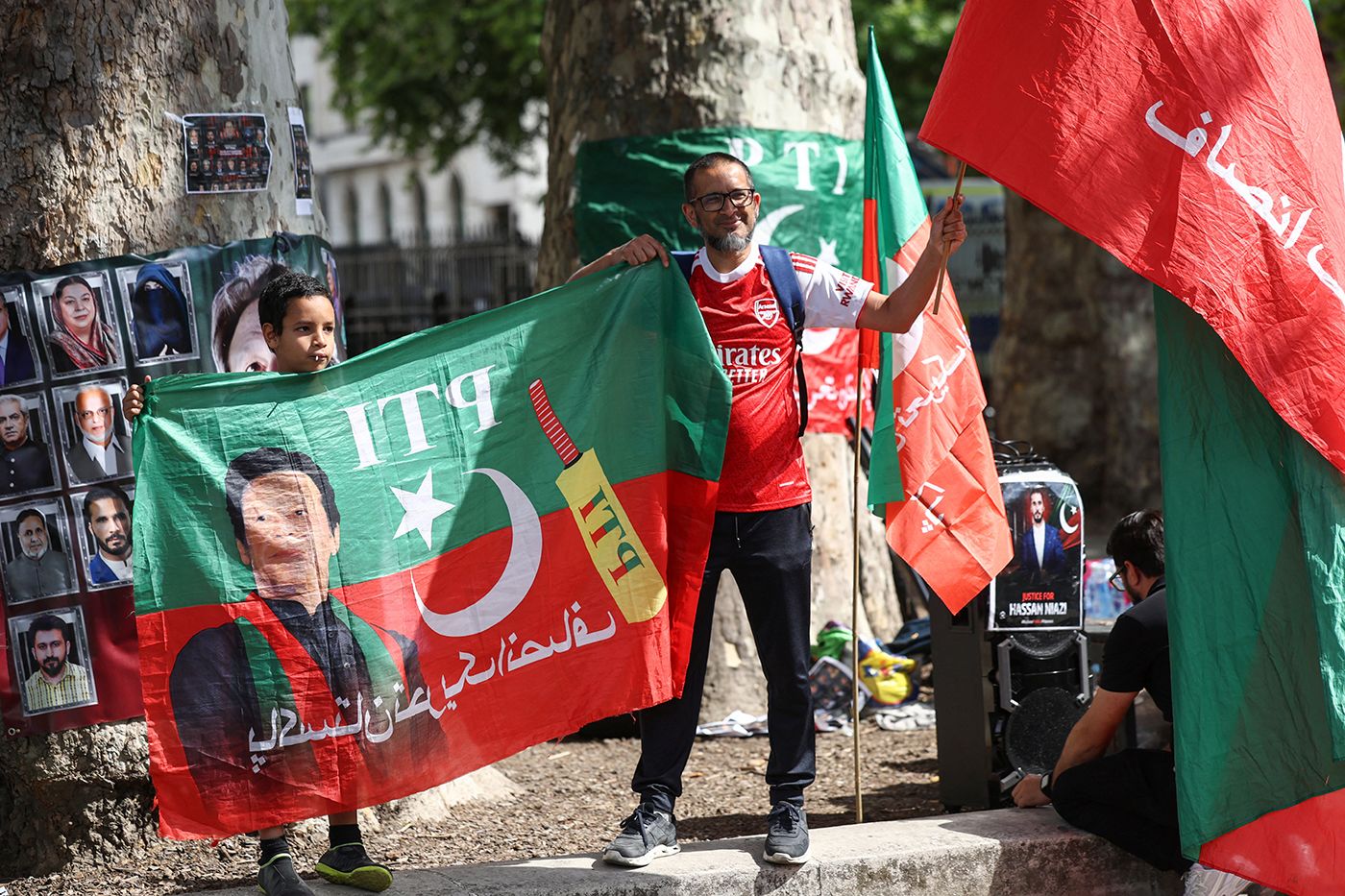 Supporters of Imran Khan at a demonstration in London