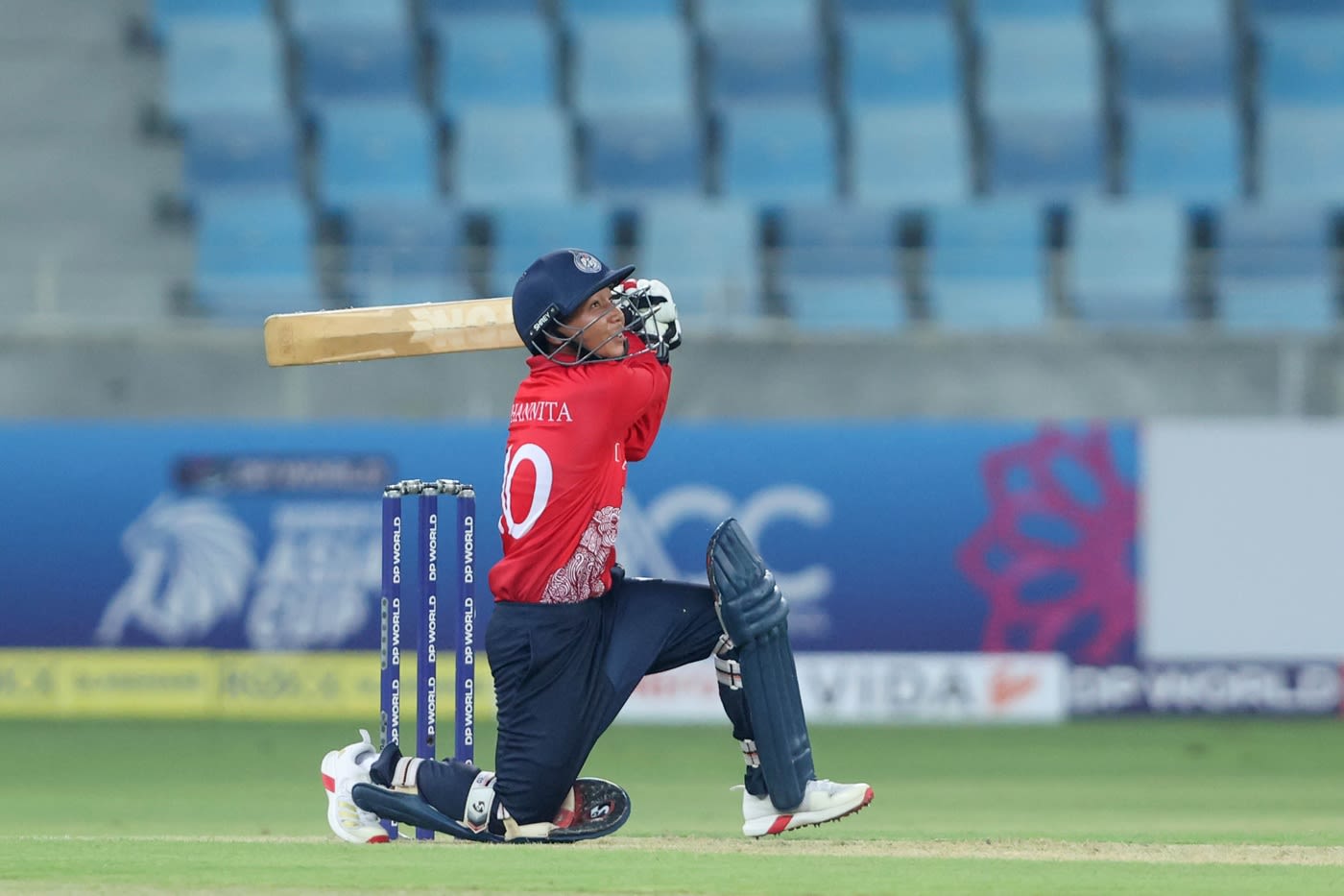 Phannita Maya goes over the top through the leg side