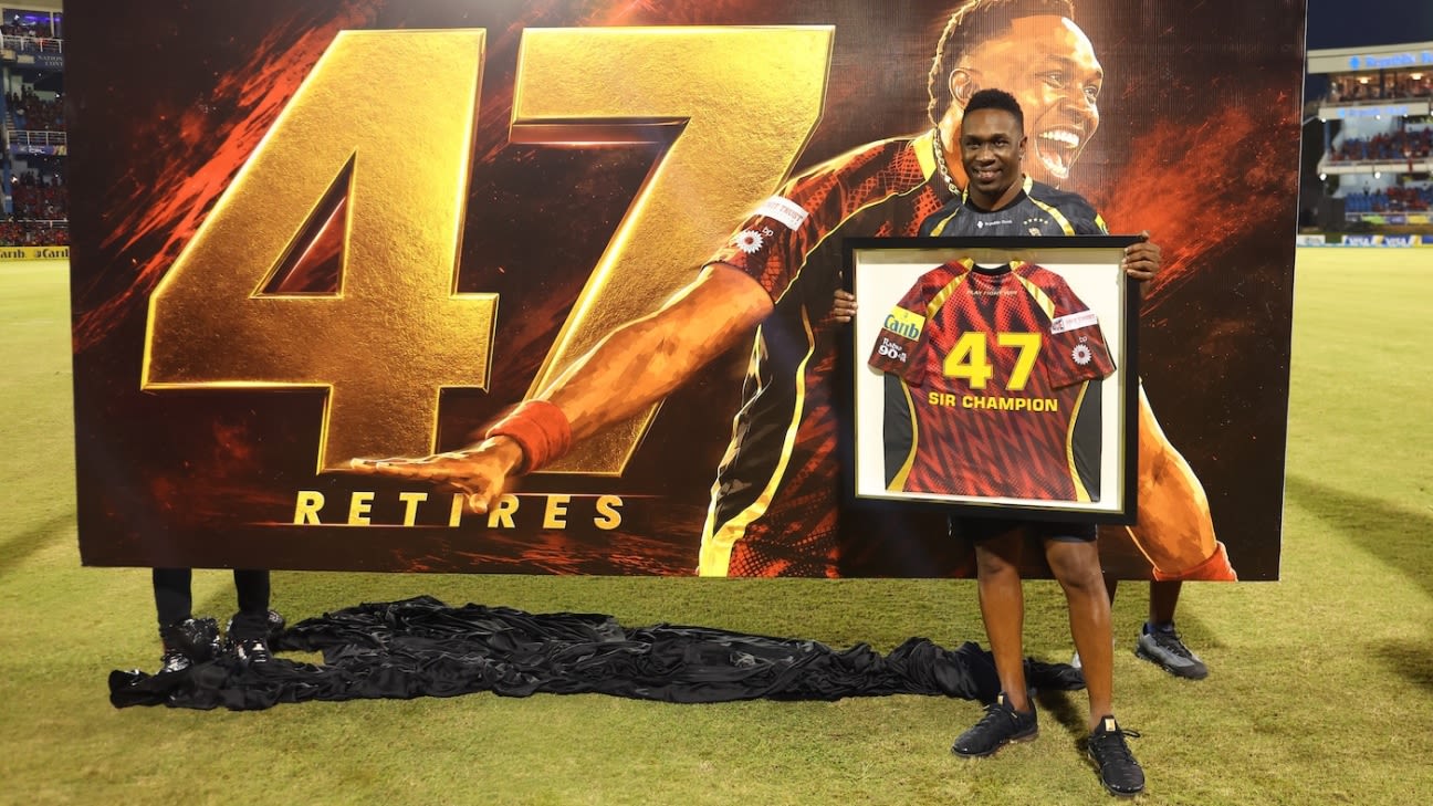 Trinbago Knight Riders retire Dwayne Bravo's No. 47 jersey