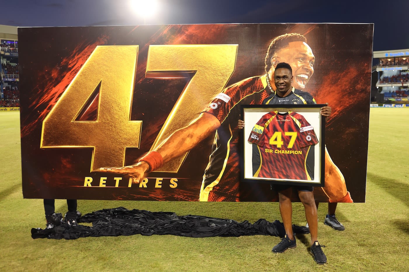 Dwayne Bravo's jersey was retired before the game