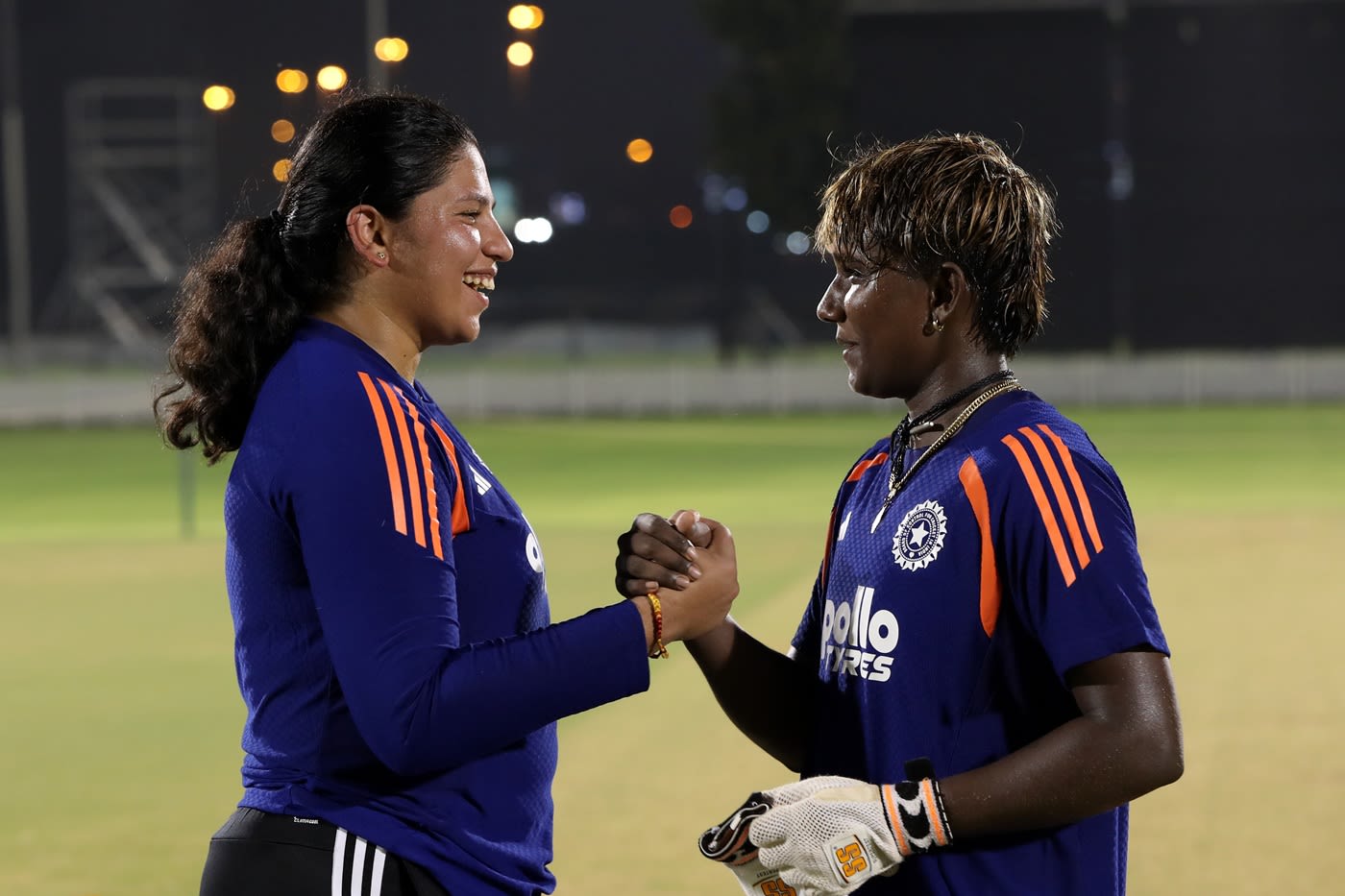 Wicketkeepers assemble: Richa Ghosh and G Kamalini during India's training