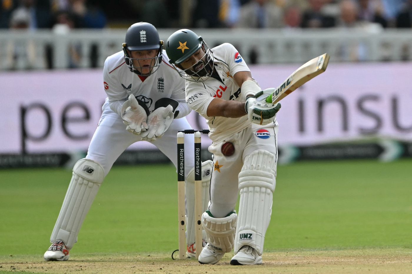 Mohammad Rizwan fell lbw as he slogged across the line
