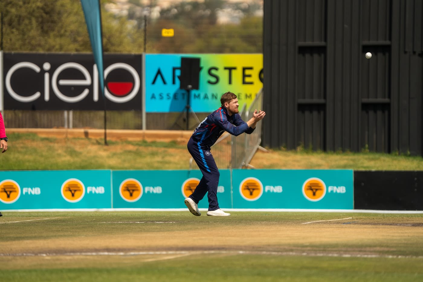 Bernard Scholtz of Namibia prepares to bowl