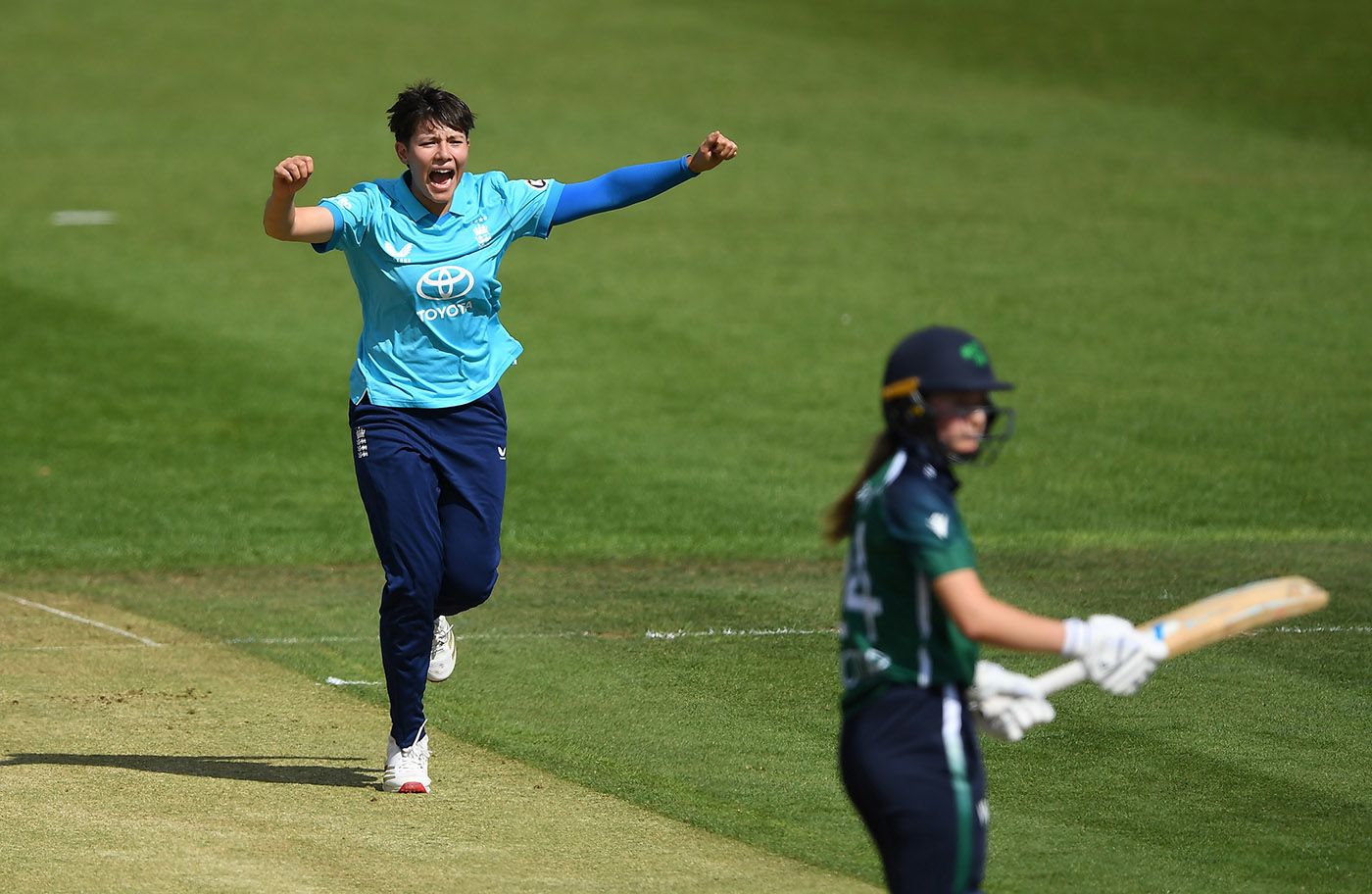 Issy Wong struck in her third over