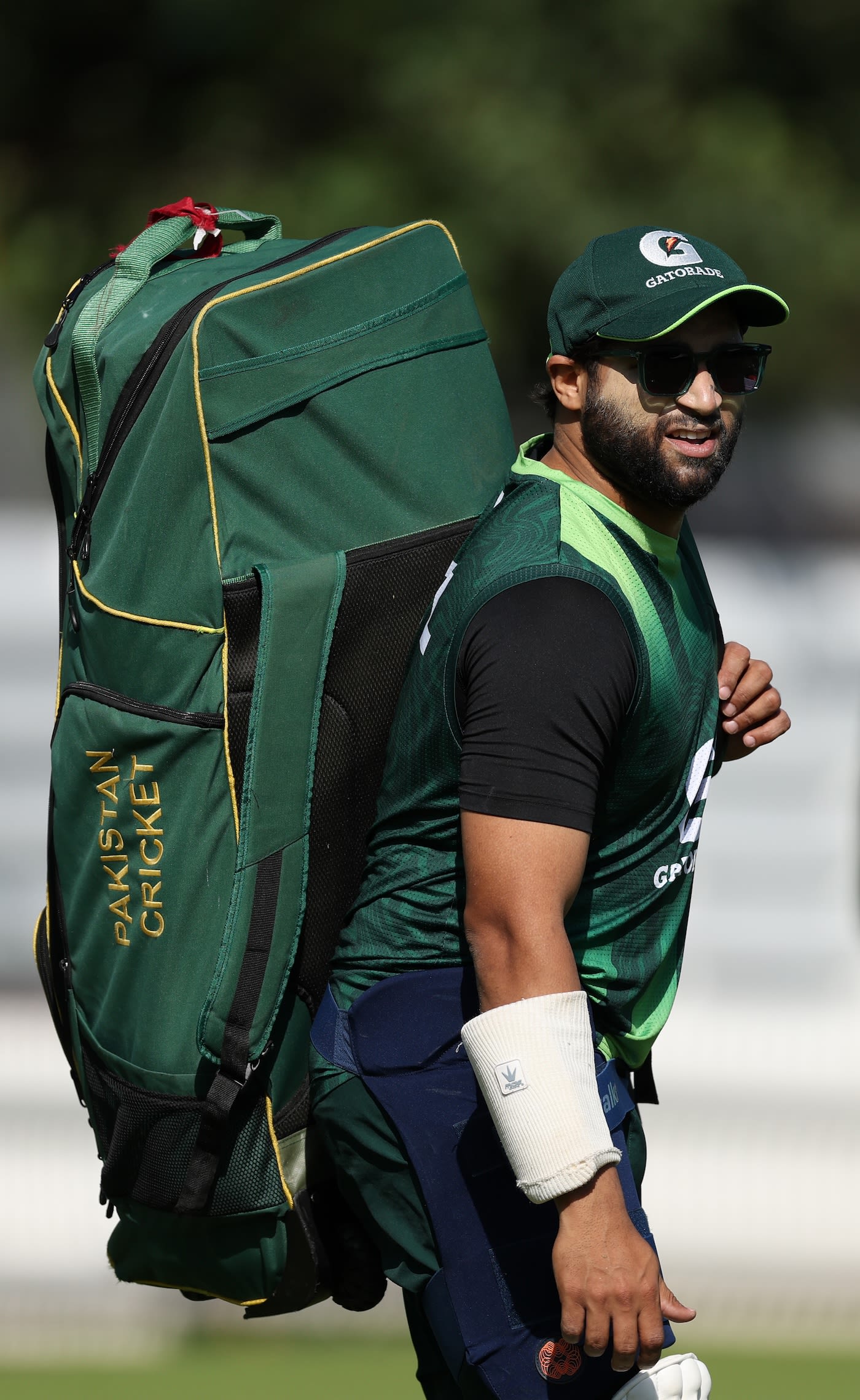Imam-ul-Haq arrives for a training session