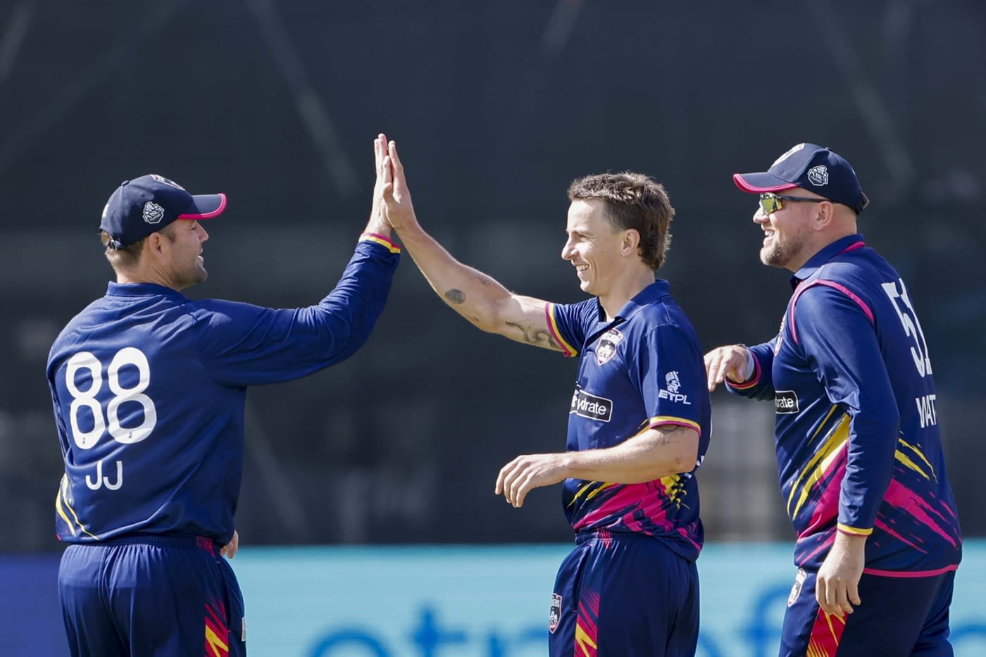 Tom Curran celebrates a wicket