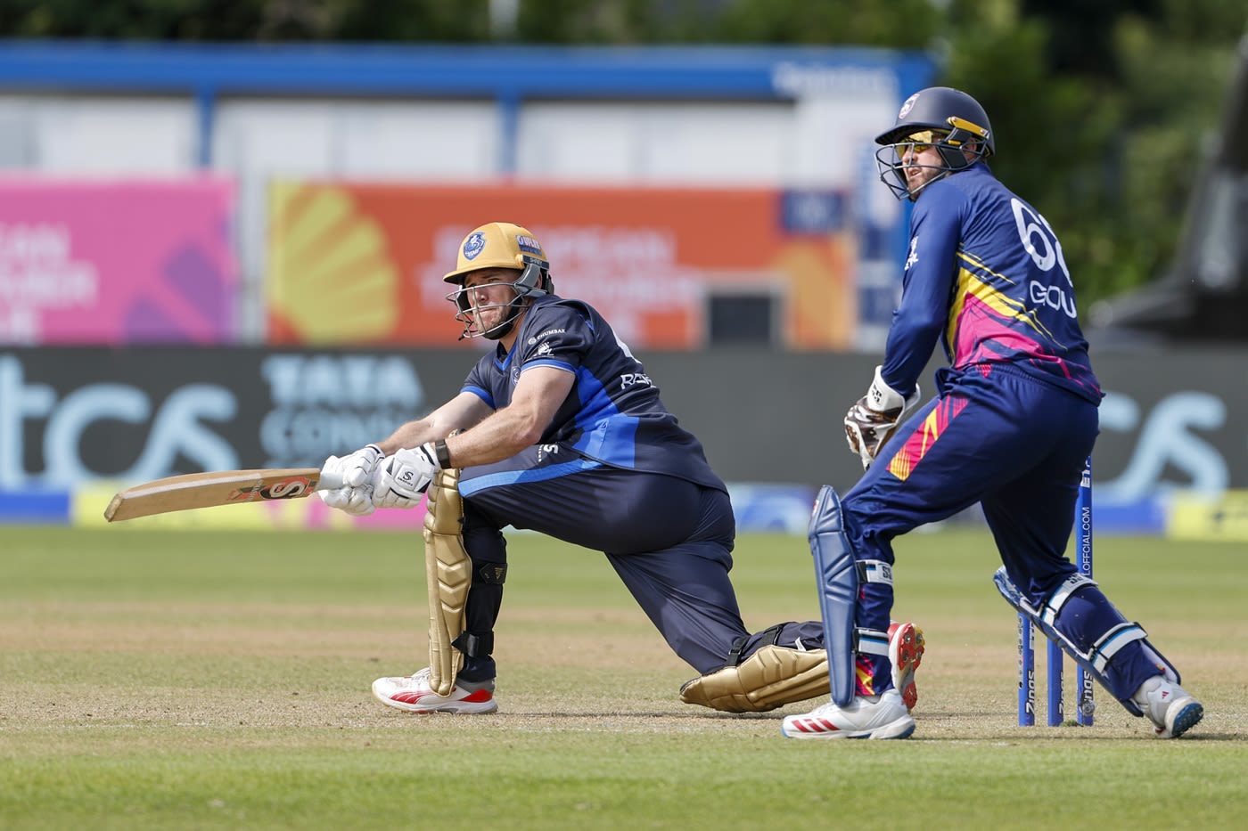 Richie Berrington goes for the sweep