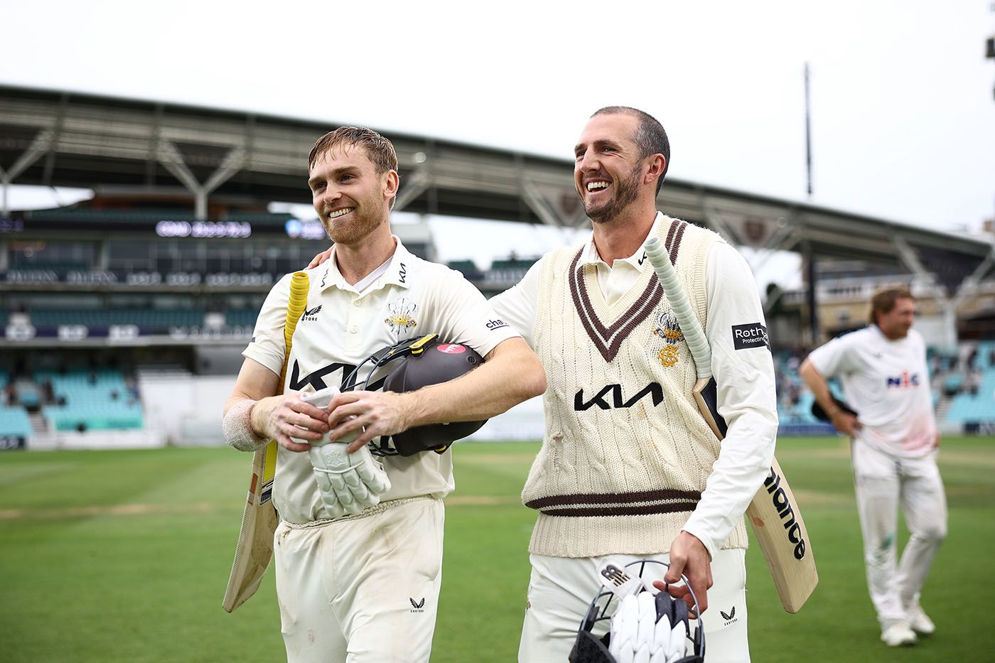 Josh Blake and Dan Worrall walk off after securing victory