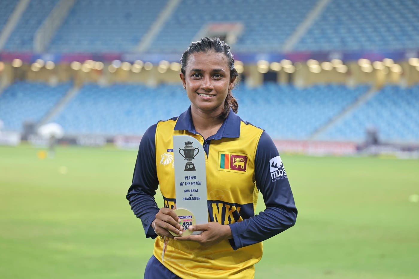 Harshitha Samarawickrama was the Player of the Match for her unbeaten 48
