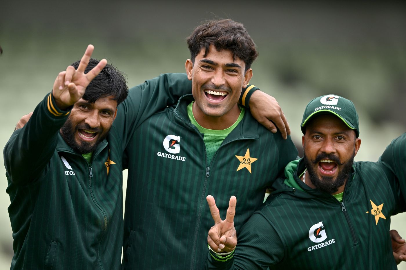 Imran Randhawa, Razaullah, and Sajid Khan are all smiles ahead of the third Test
