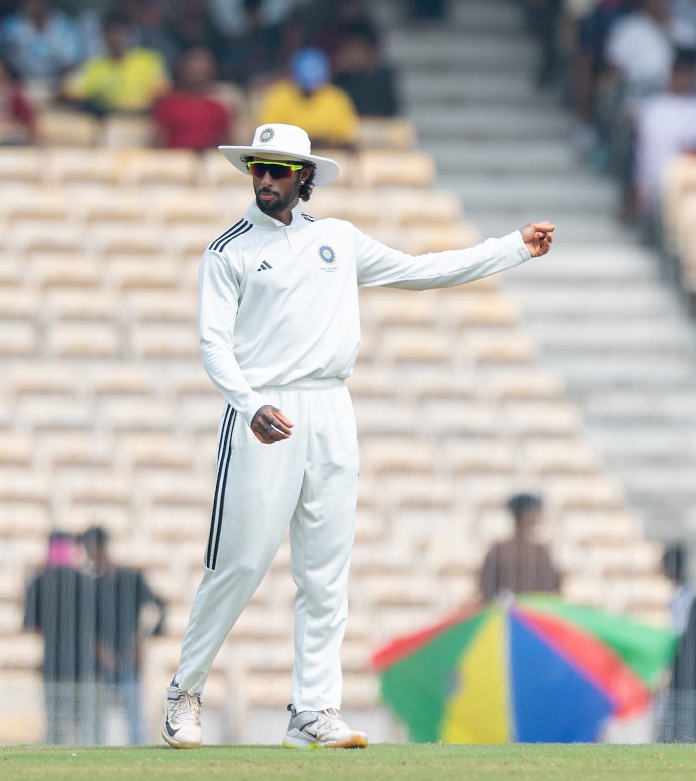 Tilak Varma moves his fielders around