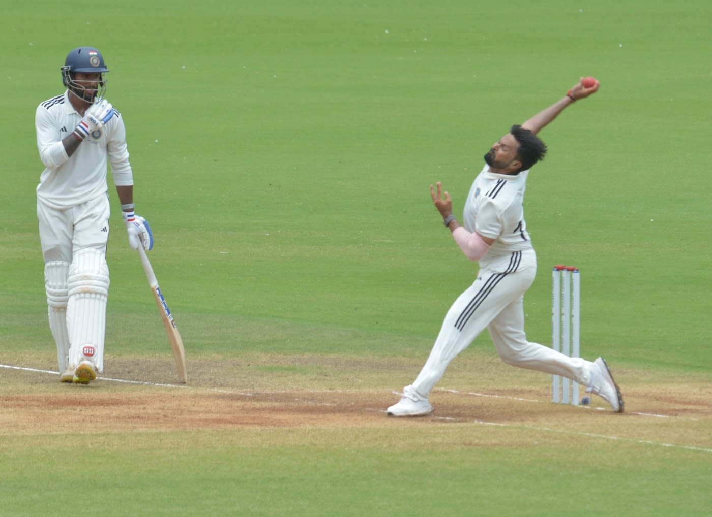 Mukesh Kumar bowls in the Duleep Trophy