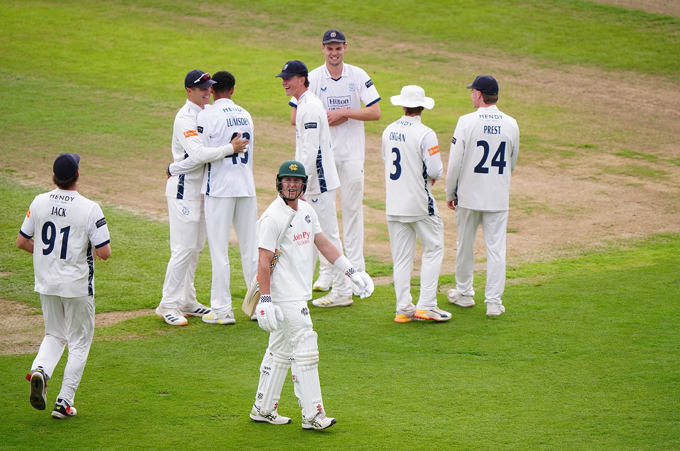 Hampshire celebrate as Manny Lumsden strikes