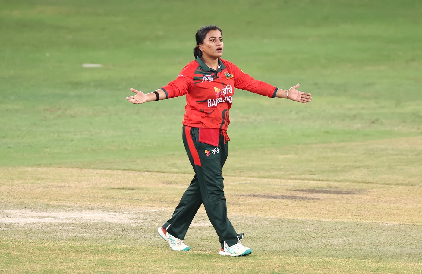 Nahida Akter celebrates after getting Richa Ghosh stumped