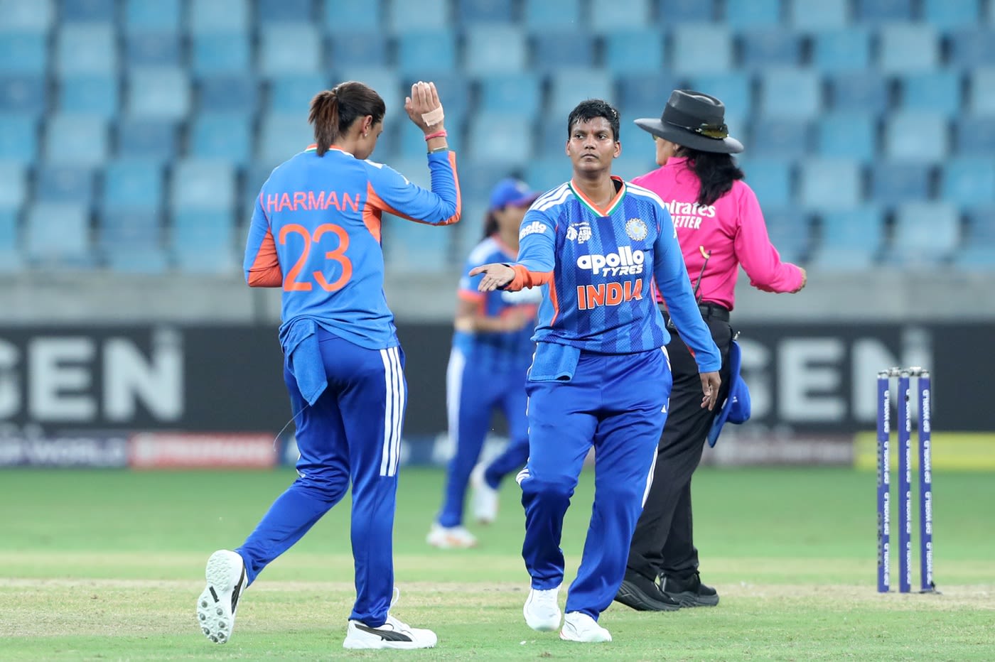 An air of nonchalance from Deepti Sharma after taking a wicket