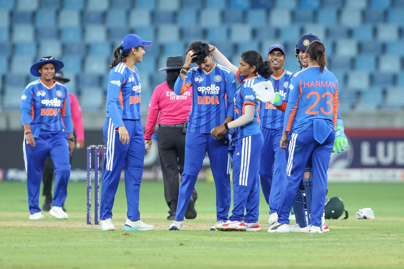 N Shree Charani picked up her 50th T20I wicket