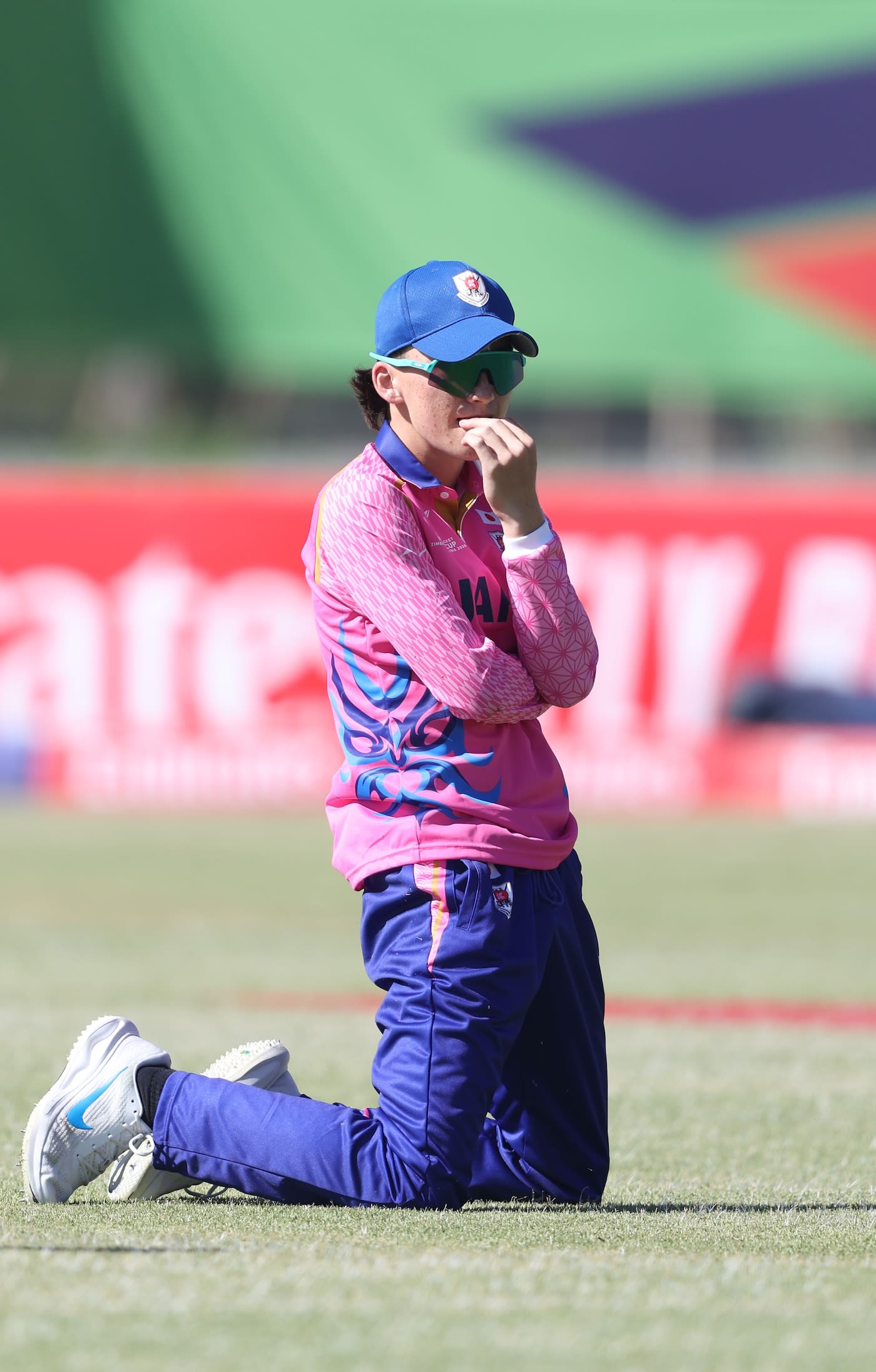 Charlie Hara-Hinze reacts after dropping a catch