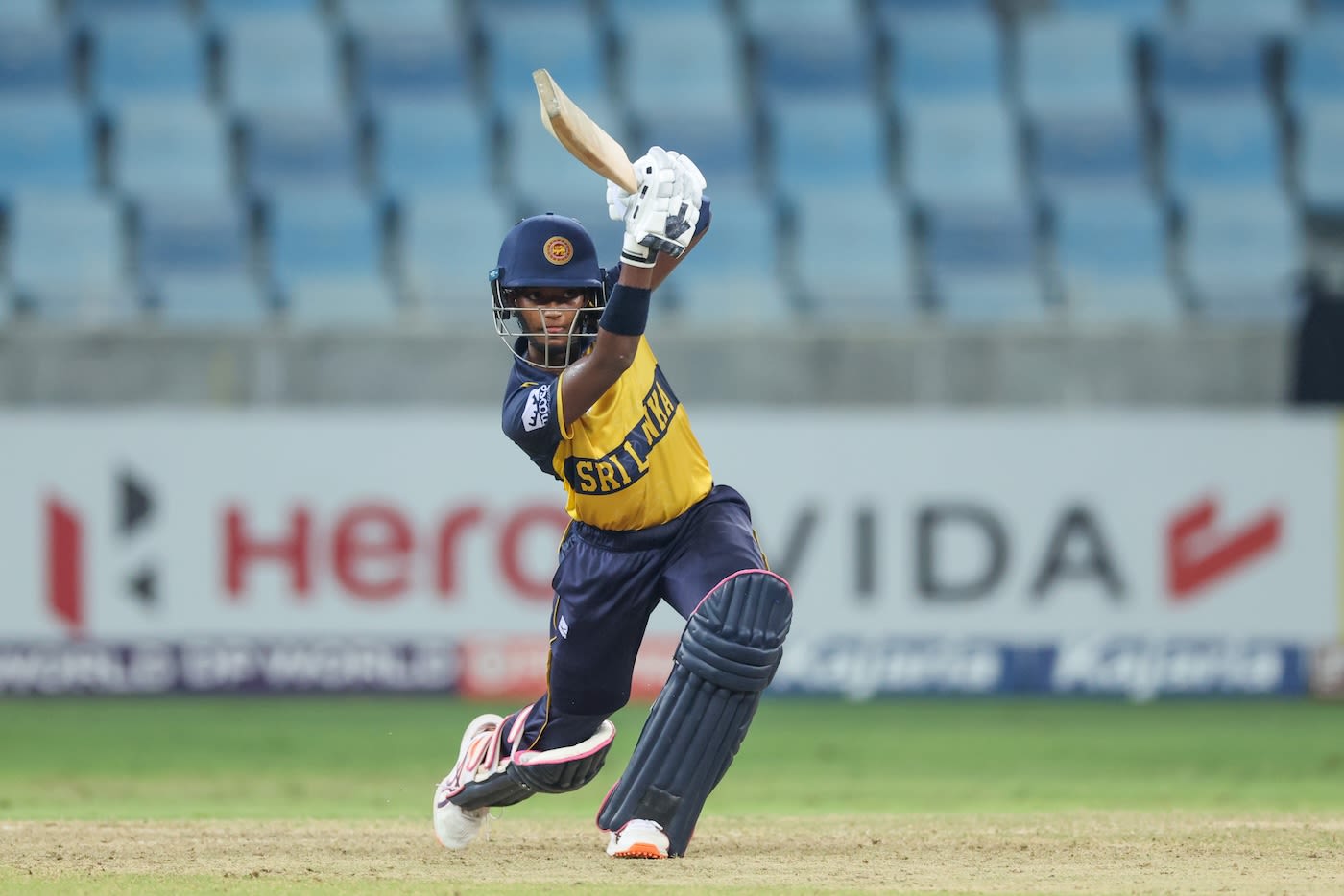 Kavisha Dilhari drives down the ground