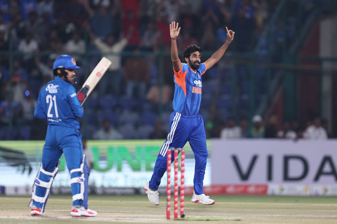 Jasprit Bumrah got Rahmanullah Gurbaz with a snorter