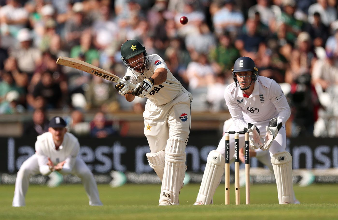 Salman Agha works into the leg side