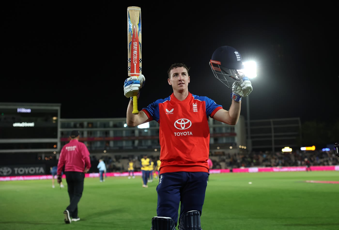 Harry Brook walks off after making 114 not out from 49 balls