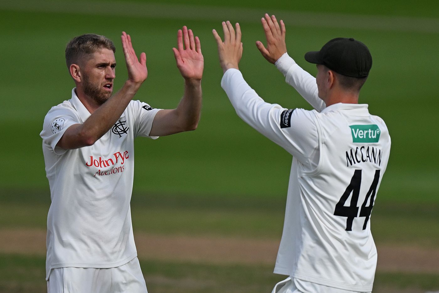 Olly Stone and Freddie McCann celebrate a breakthrough