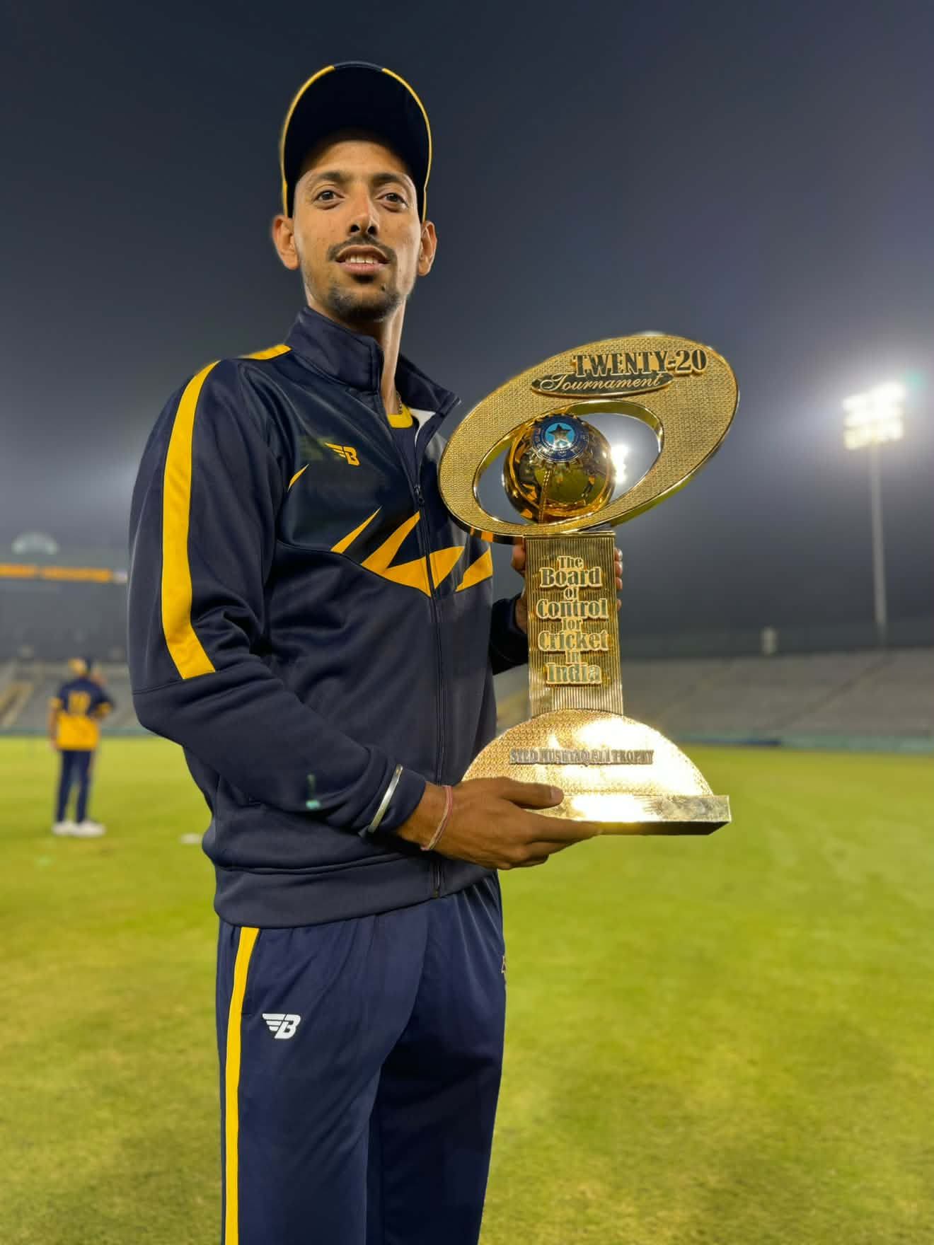 Gourav Choudhary poses with the trophy