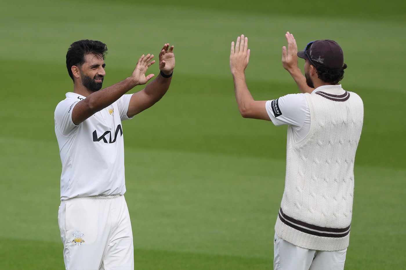 Auqib Nabi celebrates a breakthrough
