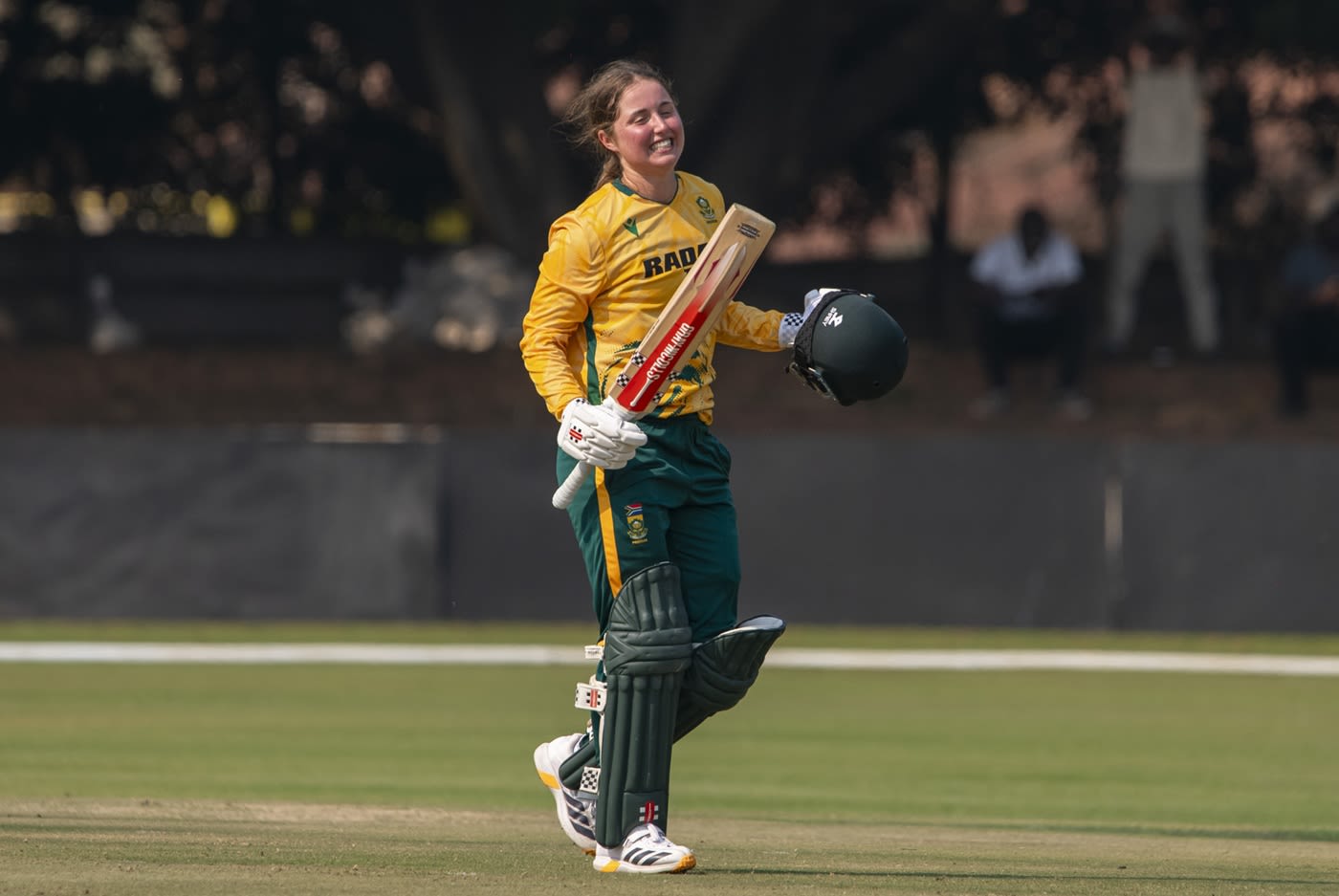 Miane Smit celebrates her maiden T20I century
