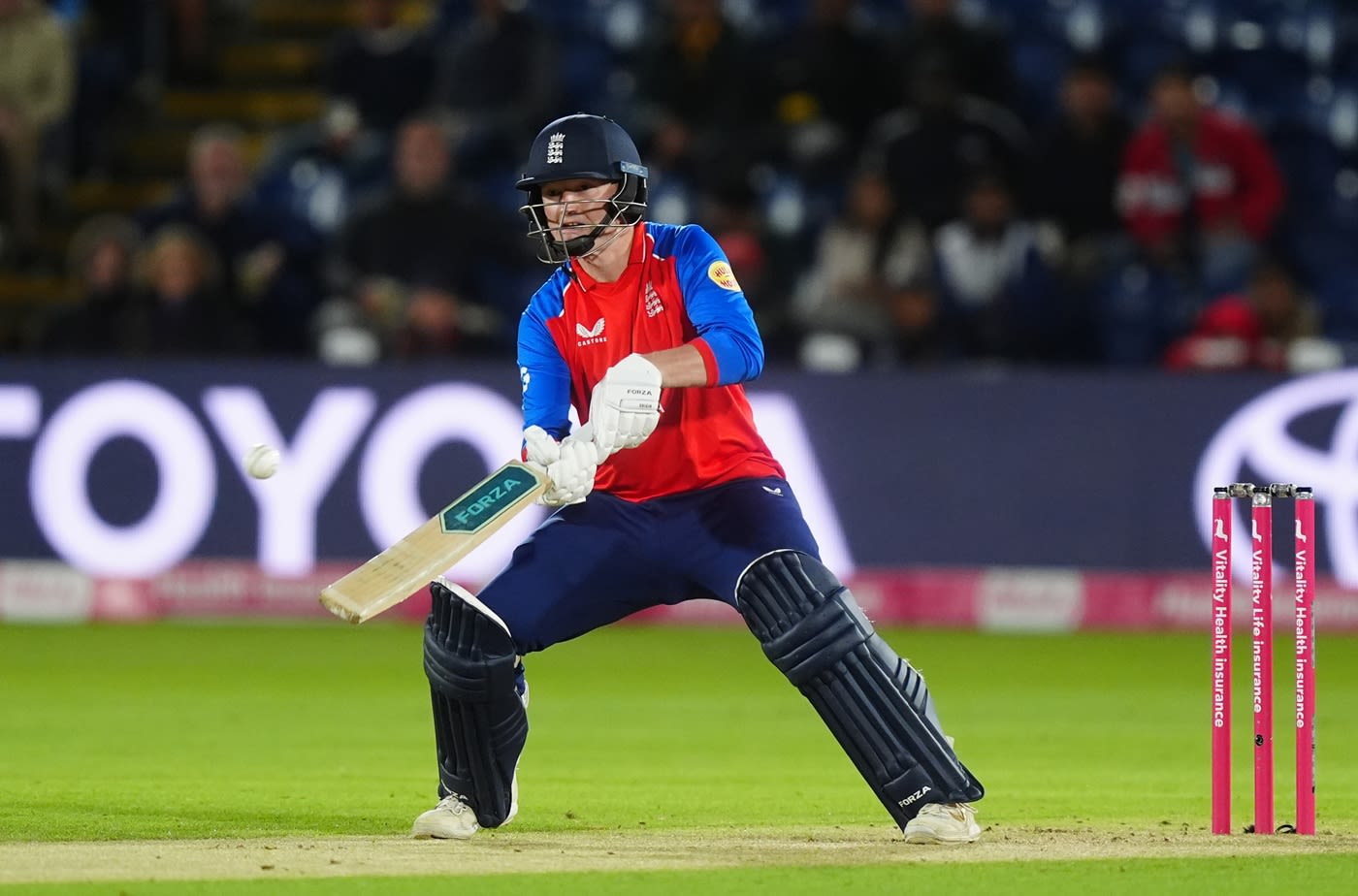 Aneurin Donald ramped his first ball from Dushmantha Chameera