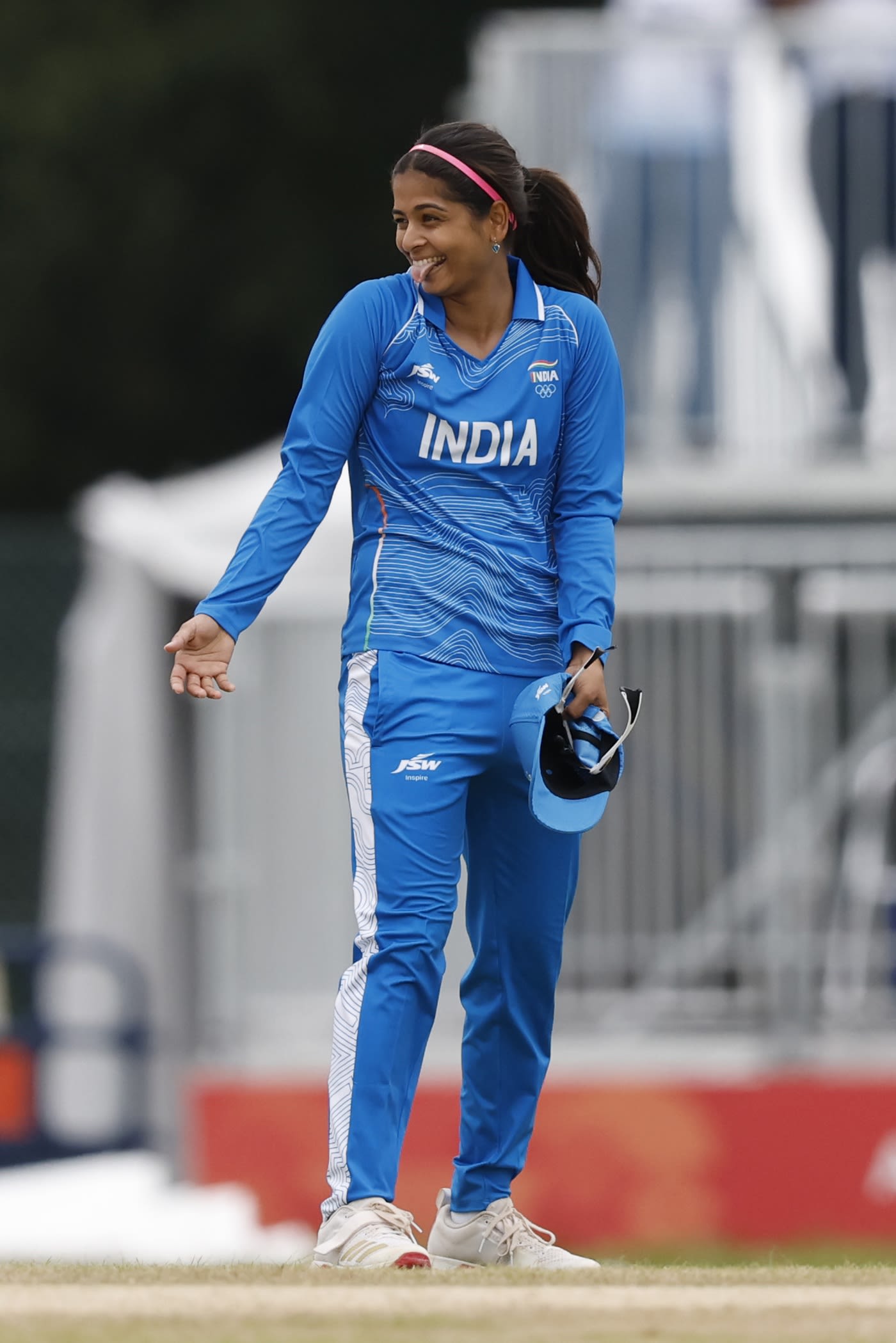 Shreyanka Patil reacts after getting the wicket of Shorna Akter