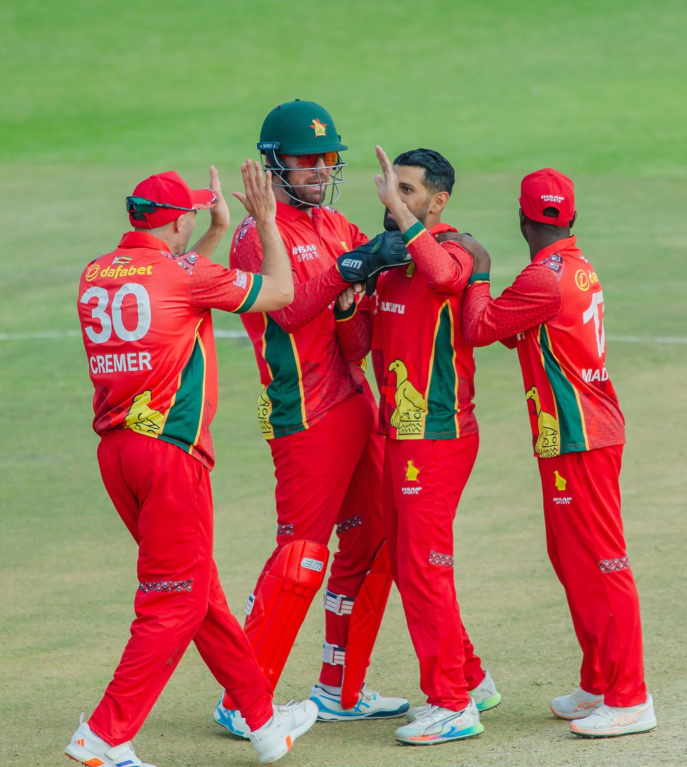 Zimbabwe celebrate with captain Sikandar Raza