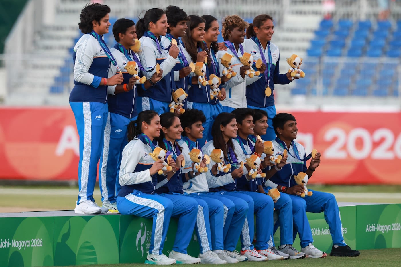 The gold medal-winning India team poses for a photograph