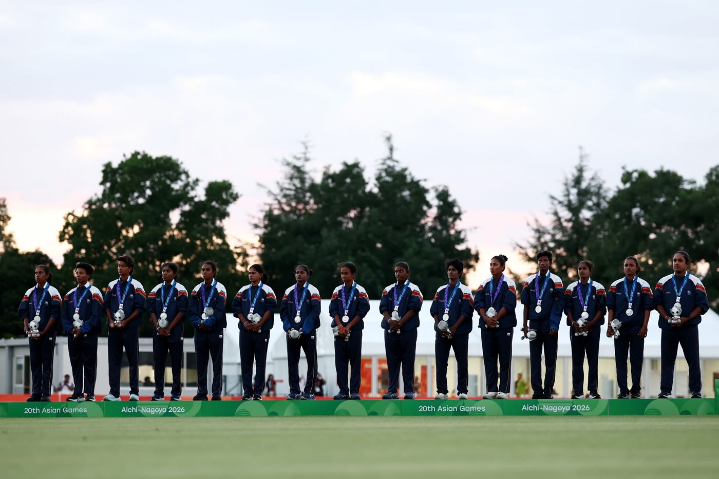 Sri Lanka pose with their silver medal