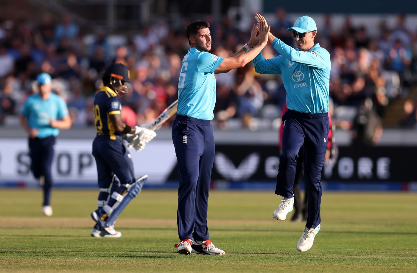 Josh Tongue celebrates a breakthrough with Tom Banton