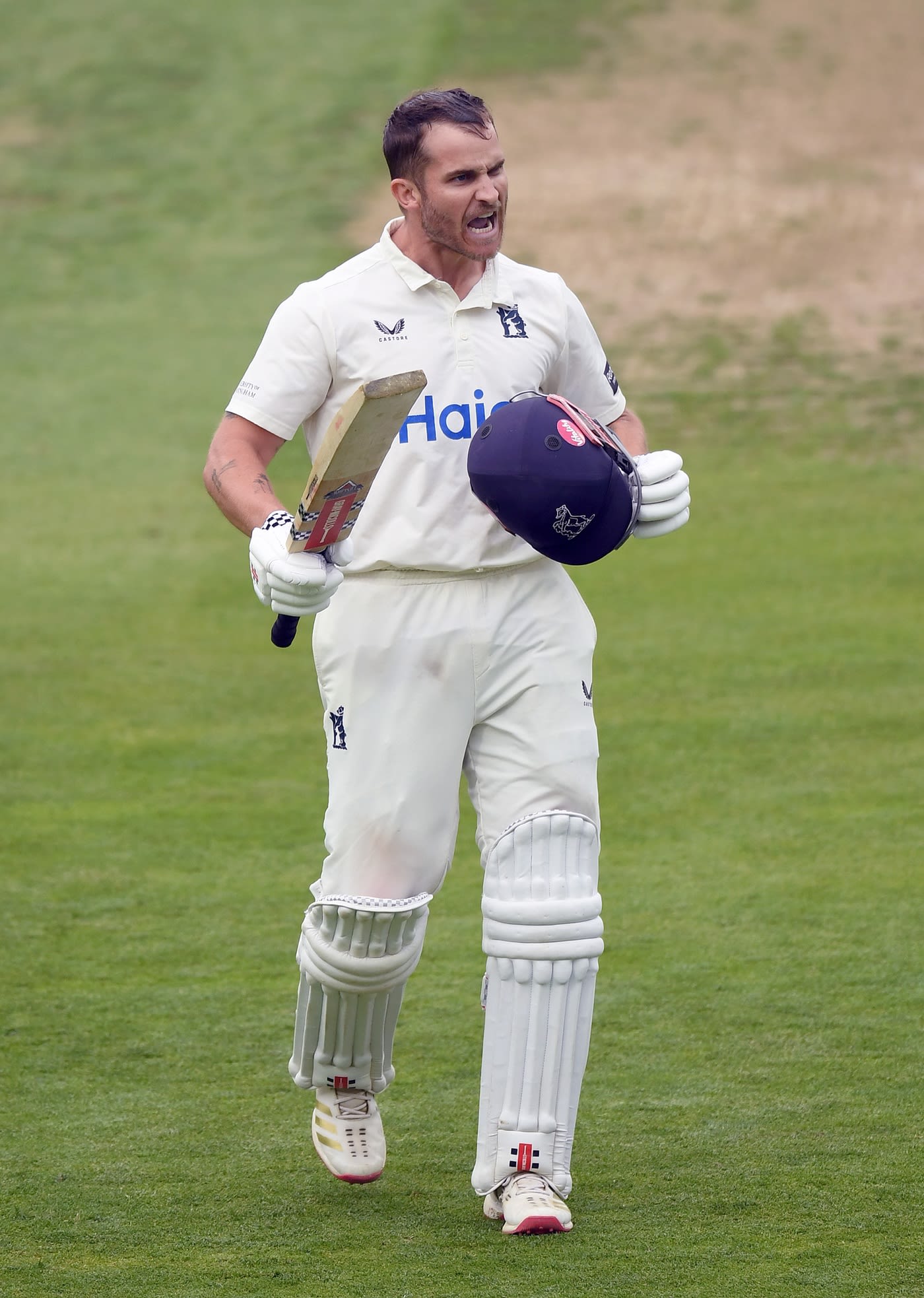 Sam Hain lets it all out after reaching his century