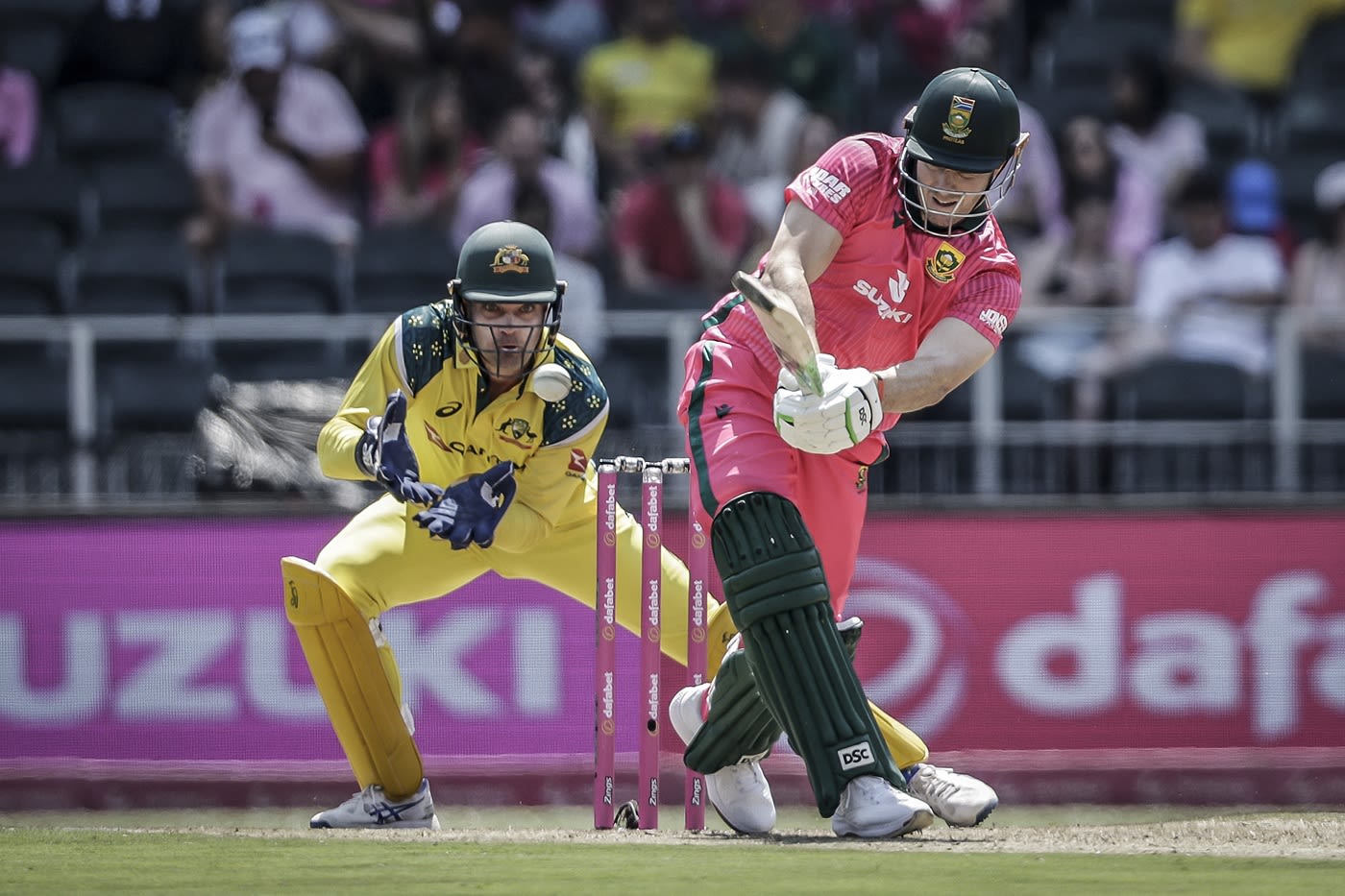 David Miller whips the ball into the leg side