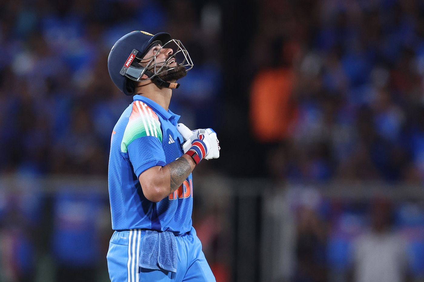 Virat Kohli celebrates after crossing 15K ODI runs