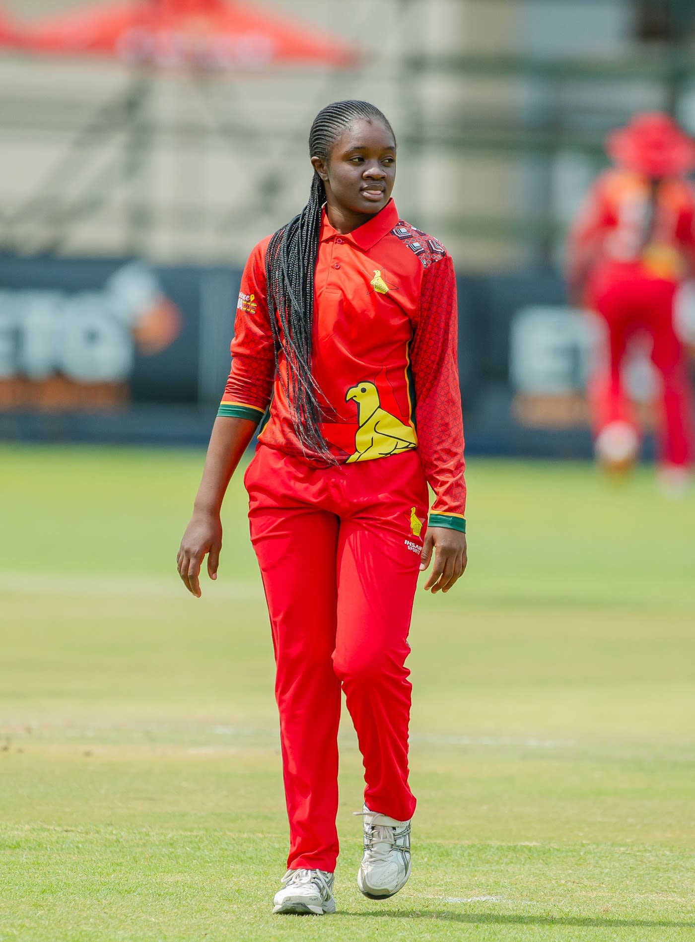 Francisca Chipare walks back to her mark
